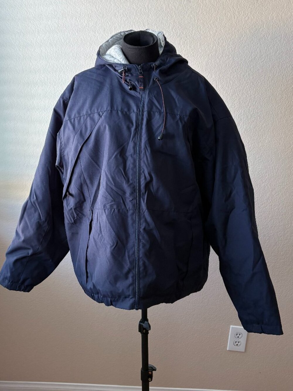 RedHead Mens L Insulated Winter Jacket Navy Blue Hooded Fleece Lined Outdoor